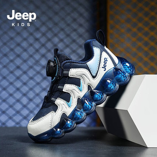 Jeep 吉普 儿童运动鞋加绒中大童休闲鞋 冰川蓝革 （皮面） 28 鞋内长约178mm