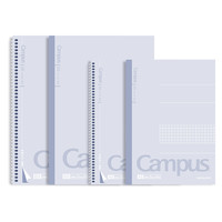 KOKUYO 国誉 Campus银灰色螺旋线圈本无线装订本易撕线5mm方格本横线本A5B5/50页80页学生用作业本笔记本