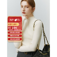 22FS4132德绒半高领打底衫女秋冬修身内搭长袖针织衫上衣 米杏色 XL