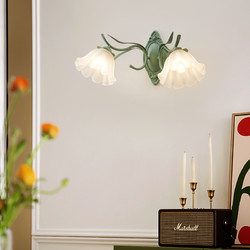 光印 法式铃兰花朵网红壁灯奶油风卧室床头灯入户走廊客厅电视背景墙灯