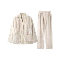 ZAO FU NIAO 造福鸟 女士珊瑚绒家居服套装 F22VSR173 莲子杏 XXL