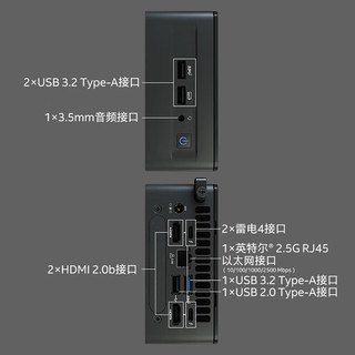 英特尔（Intel）NUC12WSHi5华尔街峡谷迷你主机家用办公mini电脑游戏影音网课台式 2*8G3200+500GNV2+W10home