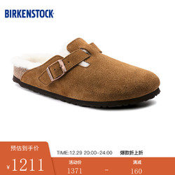 BIRKENSTOCK 勃肯 毛毛鞋外穿男女同款软木拖鞋Boston系列 棕色女款1001141 37