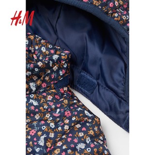 H&M HM童装女婴幼童棉服冬季洋气立领保暖连帽棉衣外套棉袄0923408
