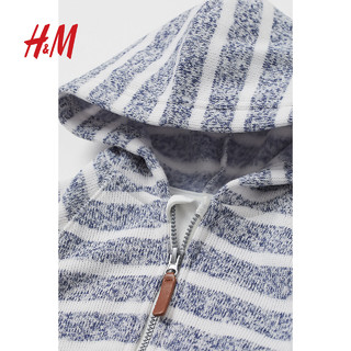 H&M HM童装男童外套秋季针织抓绒大衣宝宝条纹长袖外穿上衣0857580