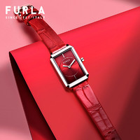 FURLA 芙拉 女表 酒红色典雅时尚腕表潮流方形女士石英手表女 红色