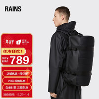 RAINS Duffel Bag Small 旅行包管状外形防水双肩背包手提包 黑色