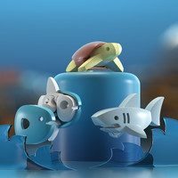 HALFTOYS 哈福 梦幻海洋系列儿童益智多功能拼装动物玩具积木大白鲨创意模型