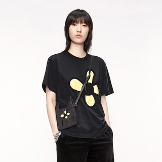 MO&Co. 摩安珂 女士圆领短袖T恤 MBA3TEET01C10 黑色 M