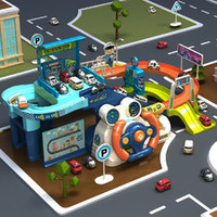 Hasbro 孩之宝 轨道车玩具电动汽车大楼停车场方向盘交通男孩儿童闯关大冒险