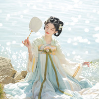 流烟昔泠 原创春夏款正品绣花对襟半臂齐胸裙汉服女