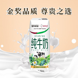 现代牧业 金奖全脂纯牛奶250ml*12*2 春节 年货送礼 礼盒装 送老人 家人 儿童