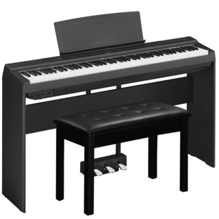 雅马哈电钢琴P125 便携式88键重锤电子钢琴 儿童成人初学者入门智能数码钢琴 P125B黑色主机+原装木架+三踏板