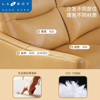 乐至宝（Lazboy） 功能沙发皮艺组合懒人沙发真皮现代简约三人位小户型沙发GN.617 秋叶黄（部分现货详询客服） 3人位（右位电动）+凳