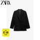ZARA 折扣季 TRF 女装 黑色基本款翻领长袖西装外套 1255998 800