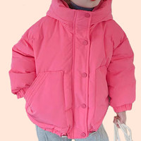 MY Ladybird House 瓢虫之家 女童夹棉加厚棉服2022冬季新款中大童保暖休闲连帽外套棉服