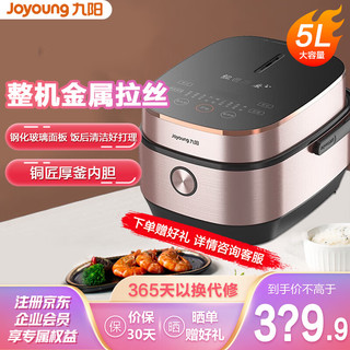 Joyoung 九阳 电饭煲 铜釜内胆钢化玻璃面板家用电饭锅智能预约5升 F-50FY5