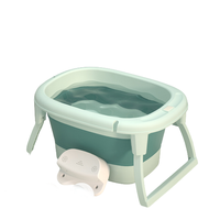 BESSIE BABY 贝喜 BX-609 儿童可折叠浴盆 无感温款 雀湖绿 小号
