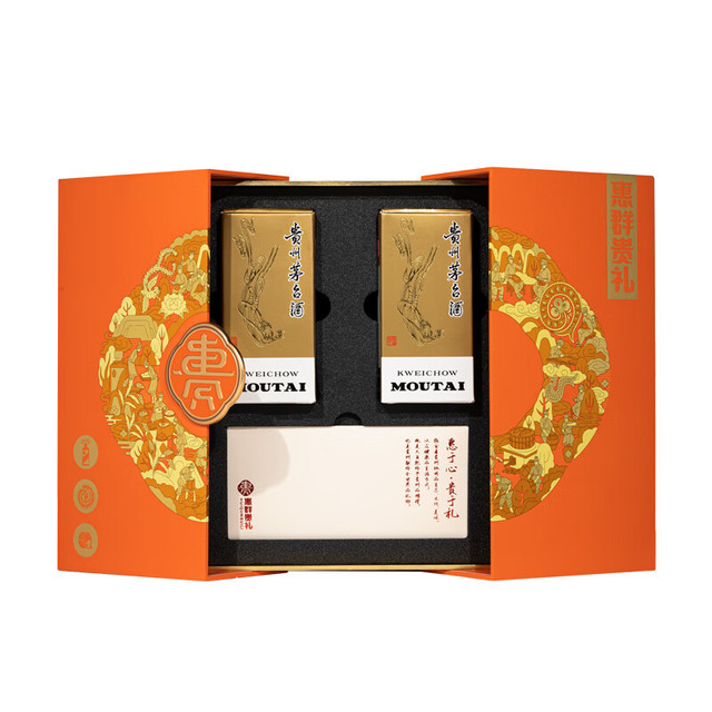 PLUS会员：茅台 MOUTAI 飞天惠群贵礼 苗绣礼盒 53%vol 100ml*2