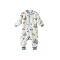 EMXEE 嫚熙 M229E050012-1 婴儿长袖分腿式睡袋 可拆袖款 绿色平安夜 90码