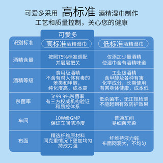 可爱多 75%酒精80片*5包消毒湿巾杀菌湿纸巾家庭消毒清洁大包装