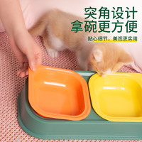 PAKEWAY 派可为 猫碗猫食盆饭盆狗碗防打翻斜口护颈猫粮盆不锈钢猫碗陶瓷宠物用品