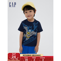 Gap 盖璞 男幼童蝙蝠侠纯棉洋气短袖T恤 夏季儿童装运动上衣 藏青色 100cm(3岁)偏小 建议选大一码