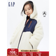 Gap 盖璞 男女童冬季2022新款两面穿保暖防雨连帽夹克446031儿童装外套 白色 120cm(S)