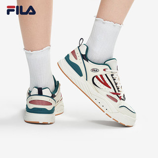 FILA 斐乐官方女鞋板鞋2022秋季时尚百搭休闲鞋运动鞋SLAM 22 古白色/高山绿-AA 36.5