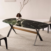 FOMIX 意式极简大理石餐桌长方形设计师轻奢风高端不锈钢金属饭桌