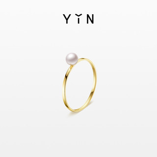 YIN 隐 「莹」暖金珍珠系列 女士圆形18K黄金珍珠戒指 15号