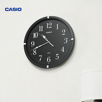 CASIO 卡西欧 挂钟 客厅创意时尚家用钟表时尚简约圆形壁钟卧室扫秒时钟 挂墙石英钟表 IQ-88-1PF黑色