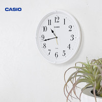 CASIO 卡西欧 挂钟 客厅创意时尚家用钟表时尚简约圆形壁钟卧室扫秒时钟 挂墙石英钟表 IQ-88-7PF白色