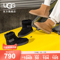 UGG 2022秋冬女靴子平底休闲LOGO压花束带短靴雪地靴1137073