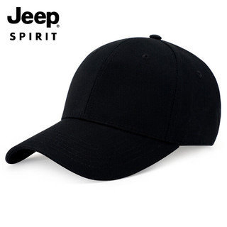 Jeep 吉普 帽子男士棒球帽时尚潮流鸭舌帽男女式情侣款帽子休闲户外运动品牌男帽A0601 黑色