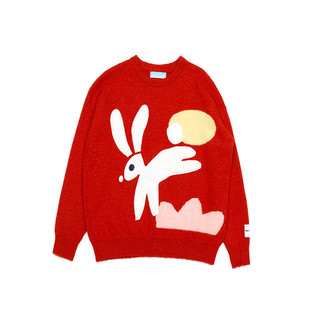 HOWL设计师品牌秋冬兔年限定宽松保暖冲冲兔拉绒红色毛衣男女同款
