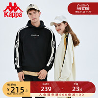Kappa 卡帕 经典串标套头帽衫男女运动卫衣薄绒休闲外套新款