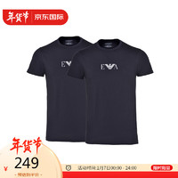 EMPORIO ARMANI EA 阿玛尼 男士圆领LOGO短袖T恤 2件装 520送男友礼物 111267 CC715