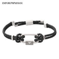 EMPORIO ARMANI 安普里奥阿玛尼（Emporio Armani）手链男士编制风鹰标男士手链新年送男友生日礼物黑色EGS2796040