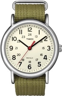 TIMEX 天美时 休闲手表 青少年中性腕表 针织表带38mm初高中生学习表 三针 30米生活防水 军绿色