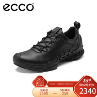 ECCO爱步男鞋 户外运动登山鞋舒适透气徒步旅游休闲鞋 健步探索802834 黑色42