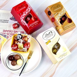 Lindt 瑞士莲 巧克力软心球200g*2特浓黑牛奶白喜糖礼盒礼物