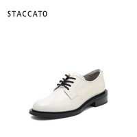 STACCATO 思加图 2022春季新款英伦风系带小皮鞋圆头粗跟单鞋女皮鞋EDE15AM2