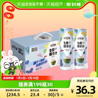 欢乐家 植物蛋白生榨椰子汁245ml*12罐椰汁椰奶