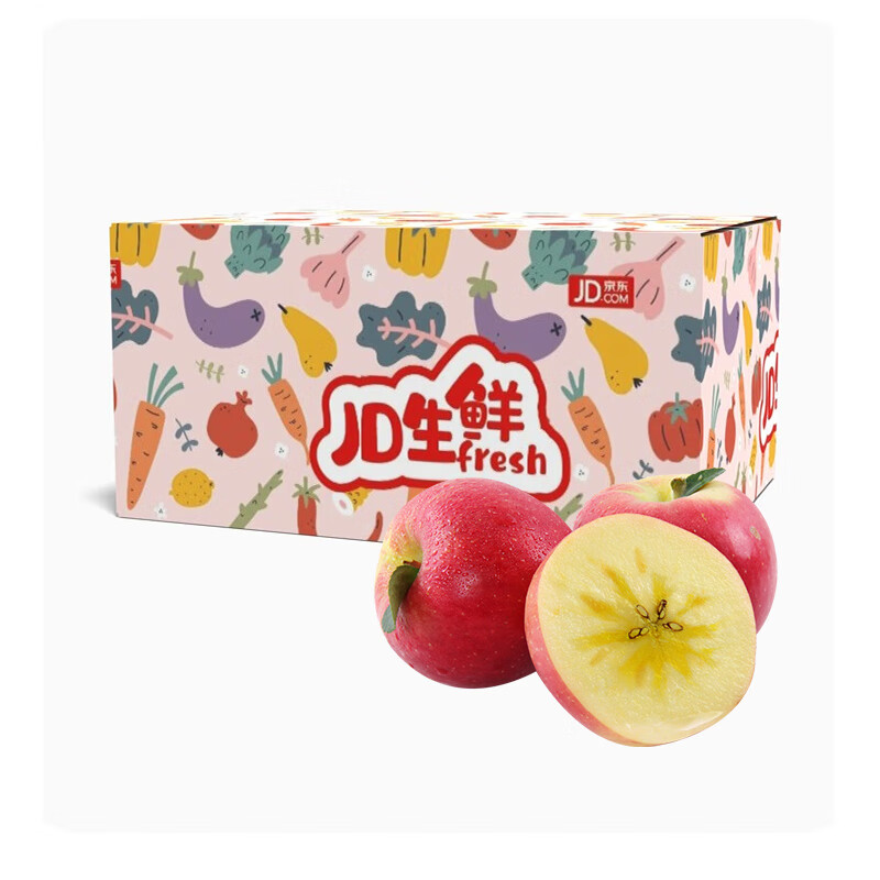 京鲜生 塞外红 阿克苏苹果礼盒 净重2.5kg 果径80-85mm 生鲜 新鲜水果