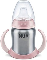 NUK Learner Cup 饮水杯，防漏，优质不锈钢，耐用卫生，6-18 个月，粉色（女孩），125 毫升