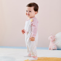 全棉时代 0-1岁初生婴儿女针织印花连体服