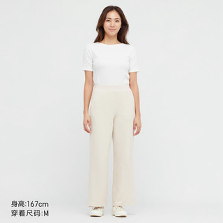 UNIQLO 优衣库 女装华夫格弹力松紧直筒裤春秋休闲起居睡裤450209 445895