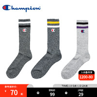 Champion 冠军袜子官网经典小c-logo条纹运动长袜篮球袜