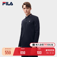 FILA 斐乐 官方男子长袖POLO衫2023春季新款简约商务休闲翻领上衣